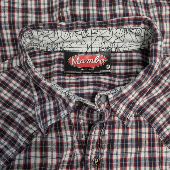 Mambo Australia Red Plaid Western Button Down Shirt - Medium - Picture 4 of 9